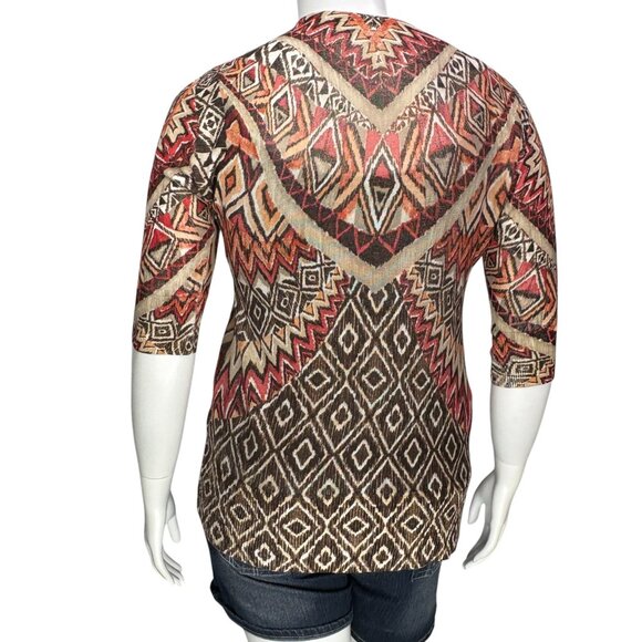 Chicos Womens Daniella Cardigan Sweater Tribal Diva 3/4 Sleeve Rayon Size 1 | M - Picture 8 of 14